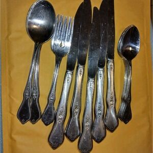Vintage Columbia Stainless Steel Flatware Lot 18pc Japan Mid Century Scroll...